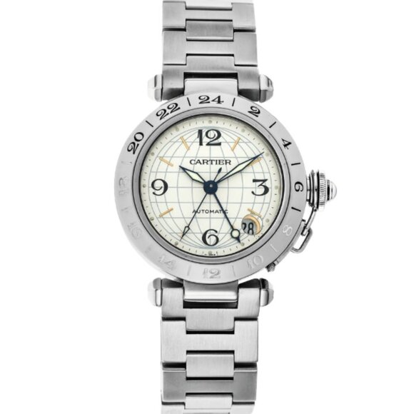 AUTHENTIC Cartier Pasha C Automatic GMT 2377 Steel Watch - Picture 6 of 10